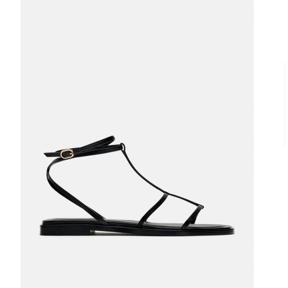 Zara black leather sandals